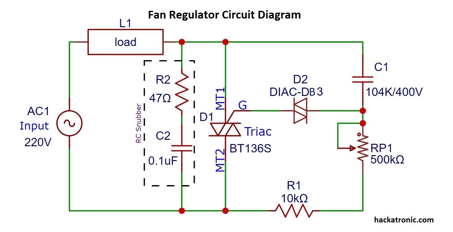 circuit of fan regulator using triac