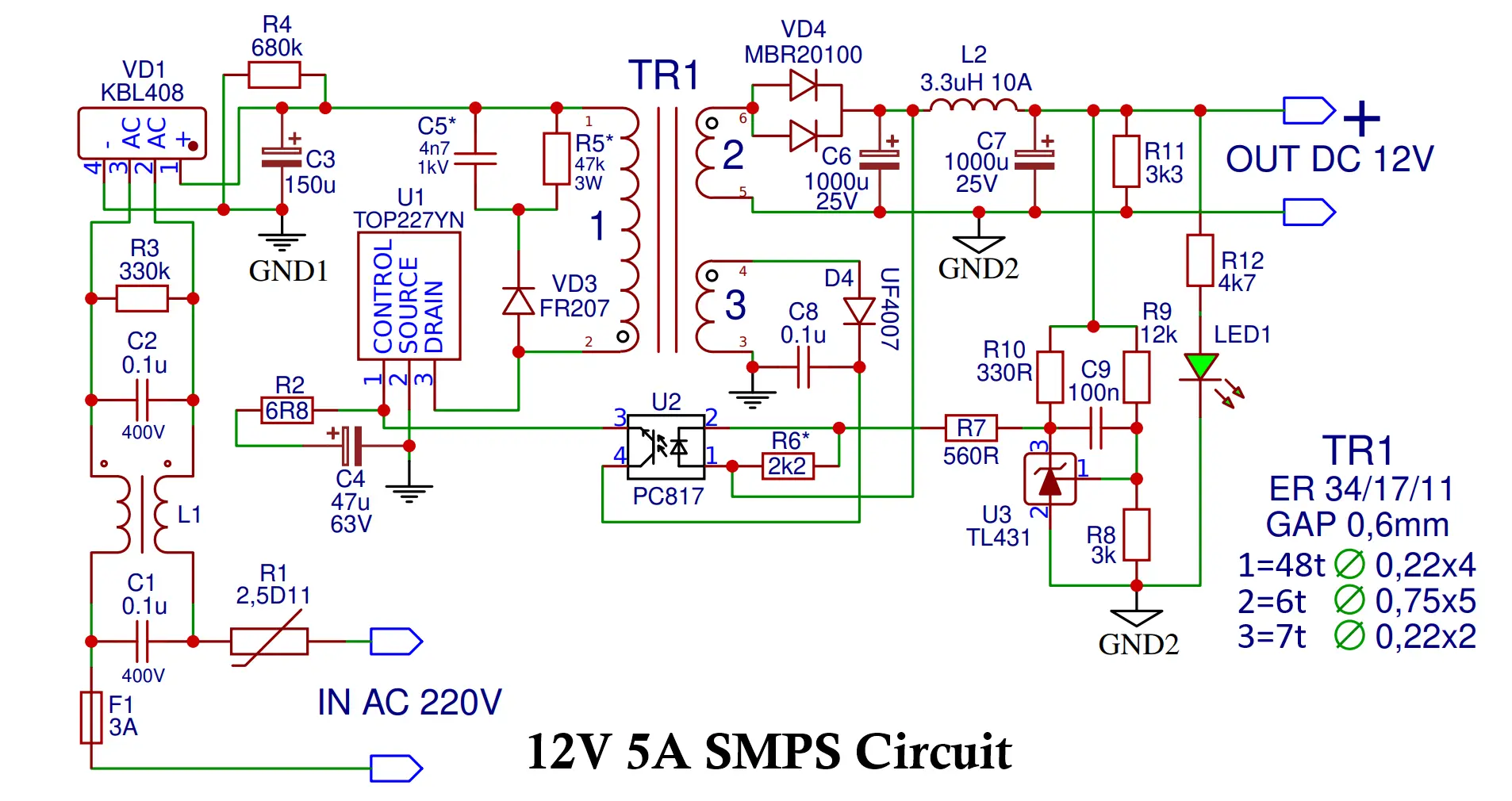 12V 5A SMPS Circuit