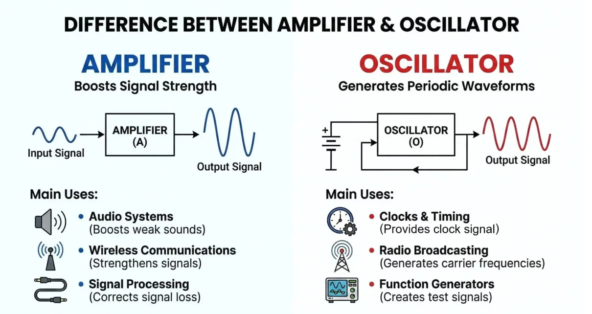 Difference Between Amplifier and Oscillator