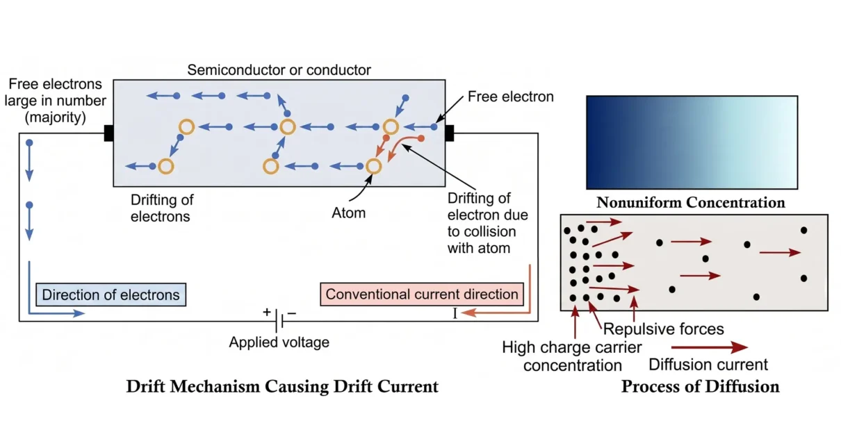 Drift Current and Diffusion Current in Semiconductors